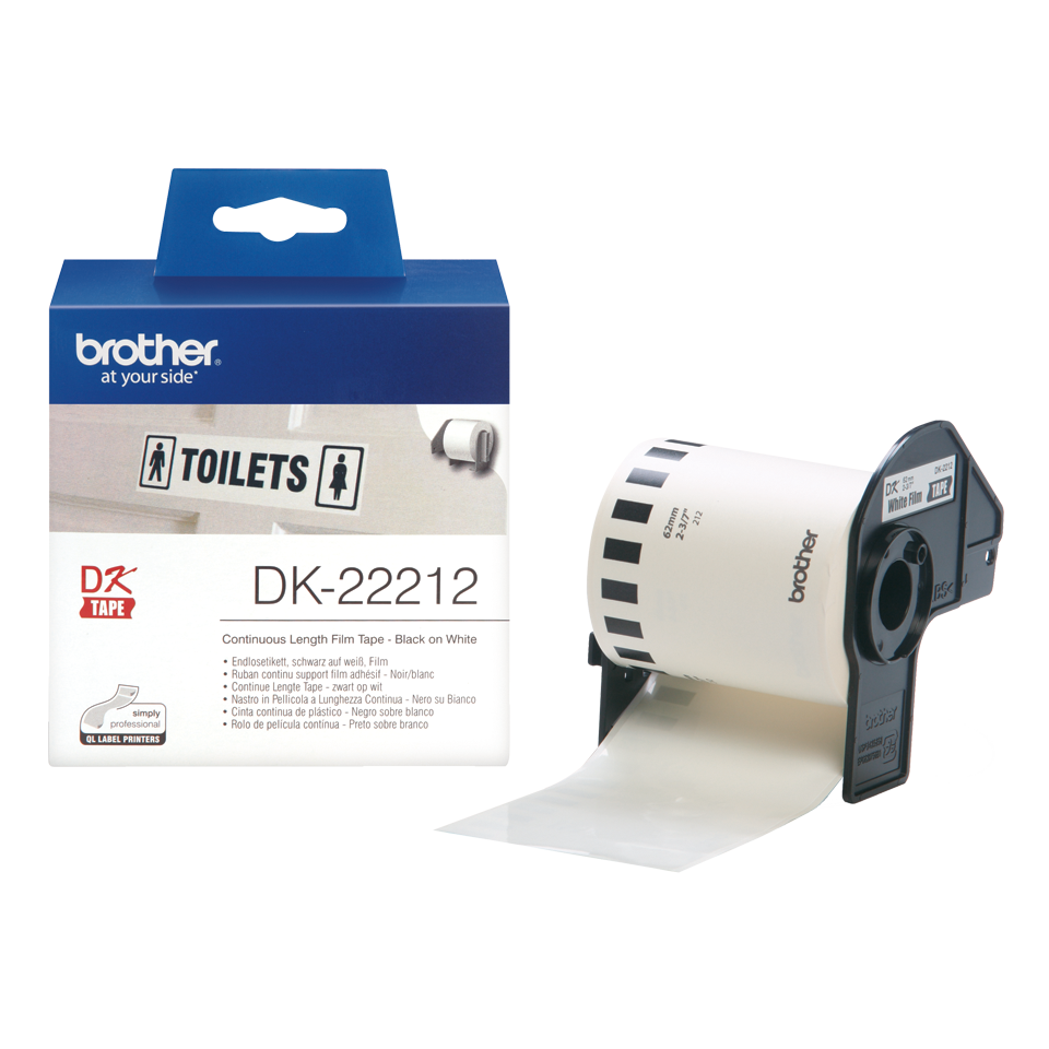 Ruban film continu noir sur blanc DK-22212 Brother Original, largeur 62 mm, longueur 15,24 m, Informatique Réunion 974