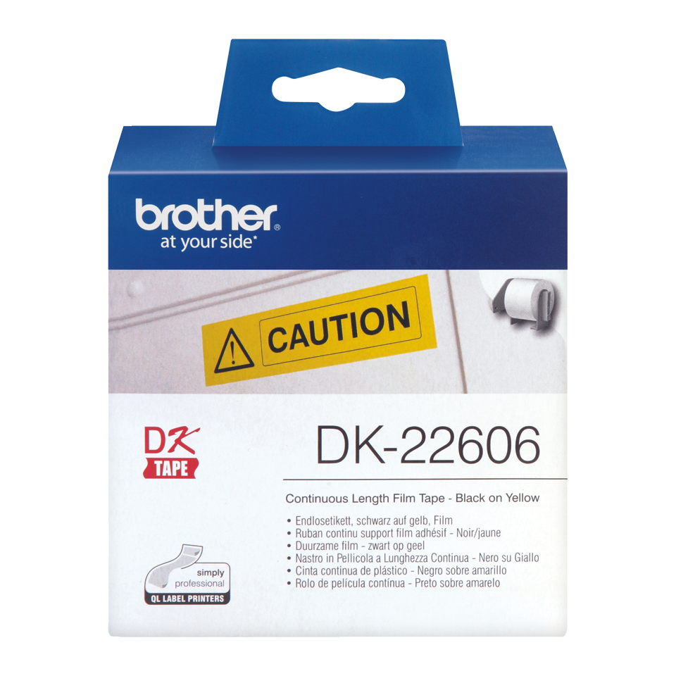 Ruban film continu noir sur jaune DK-22606 Brother Original, largeur 62 mm, longueur 15,24 m, Informatique Runion 974