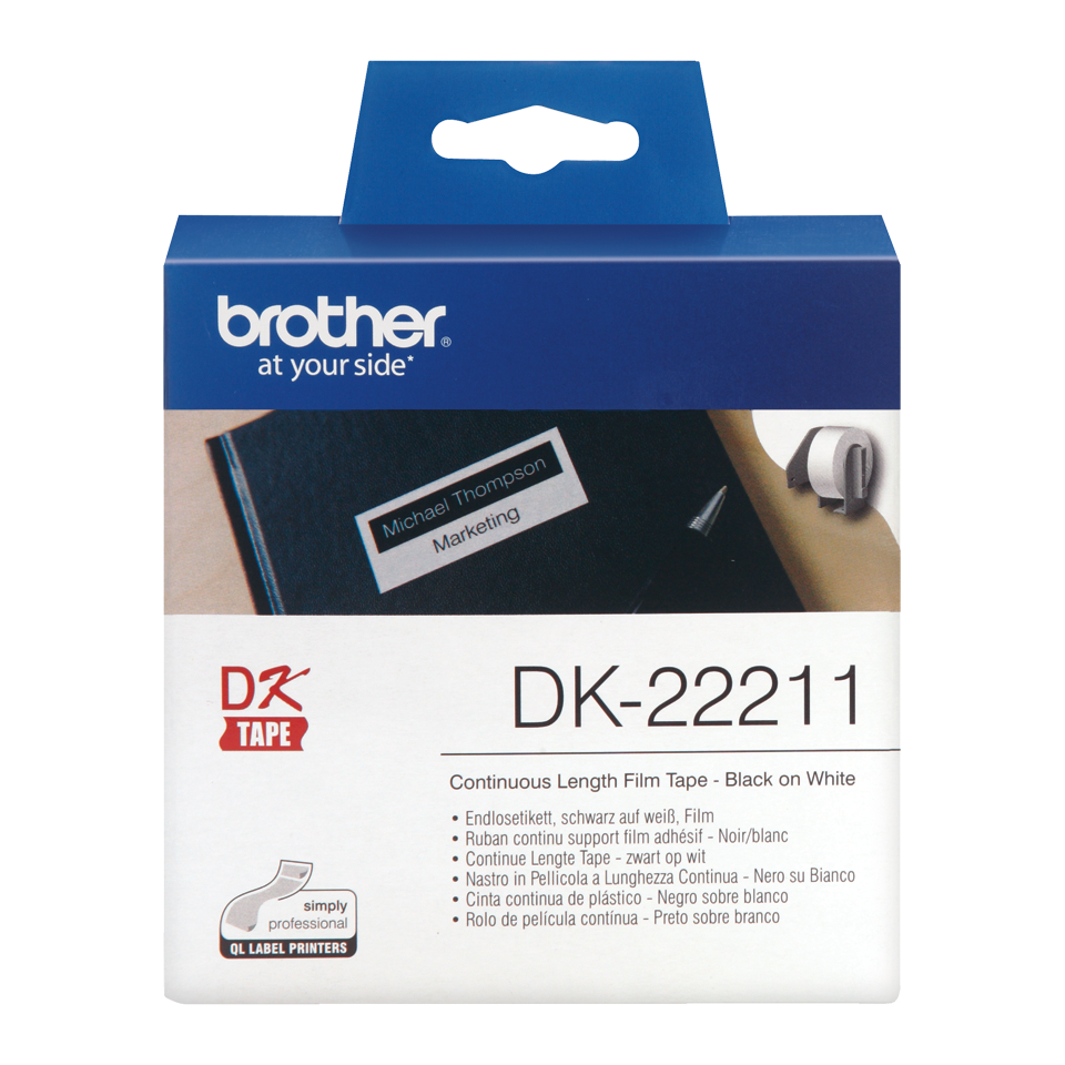 Rouleau d'tiquettes blanches DK-22211 Brother Original, largeur 29 mm, longueur 15,24 m, Ruban continu, Informatique Runion 974