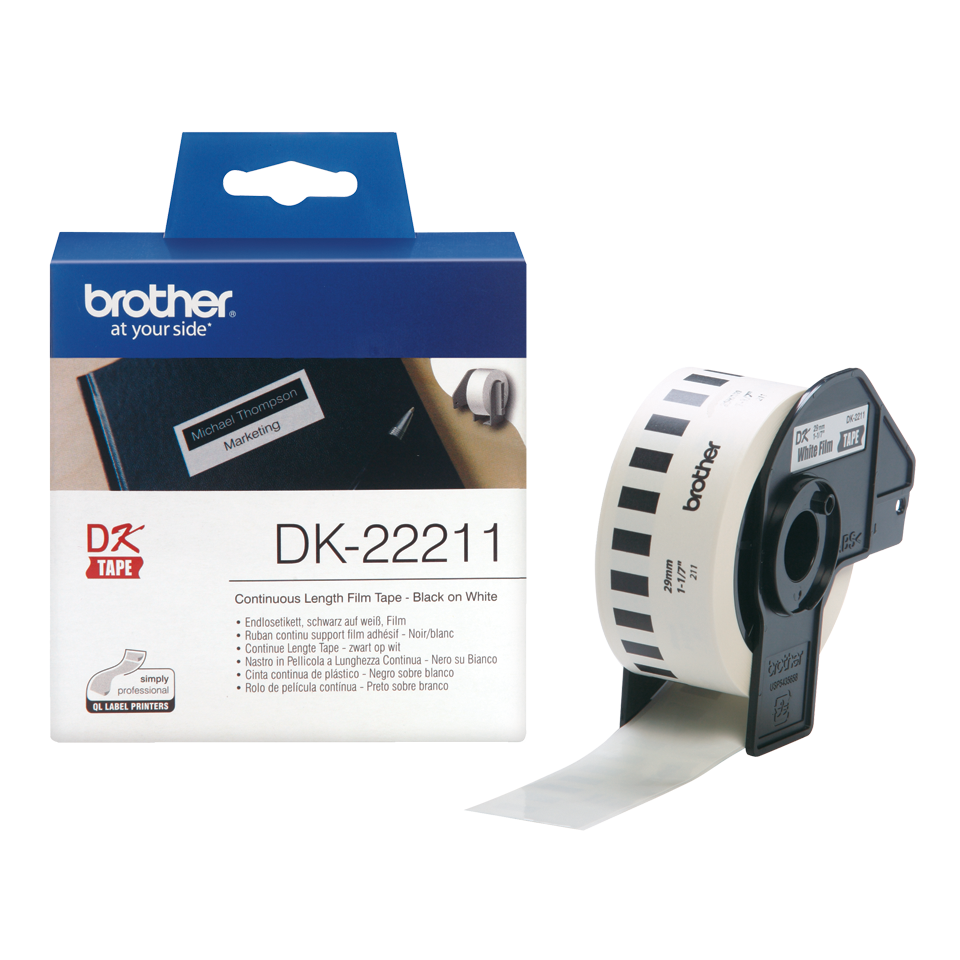 Rouleau d'tiquettes blanches DK-22211 Brother Original, largeur 29 mm, longueur 15,24 m, Ruban continu, Informatique Runion 974