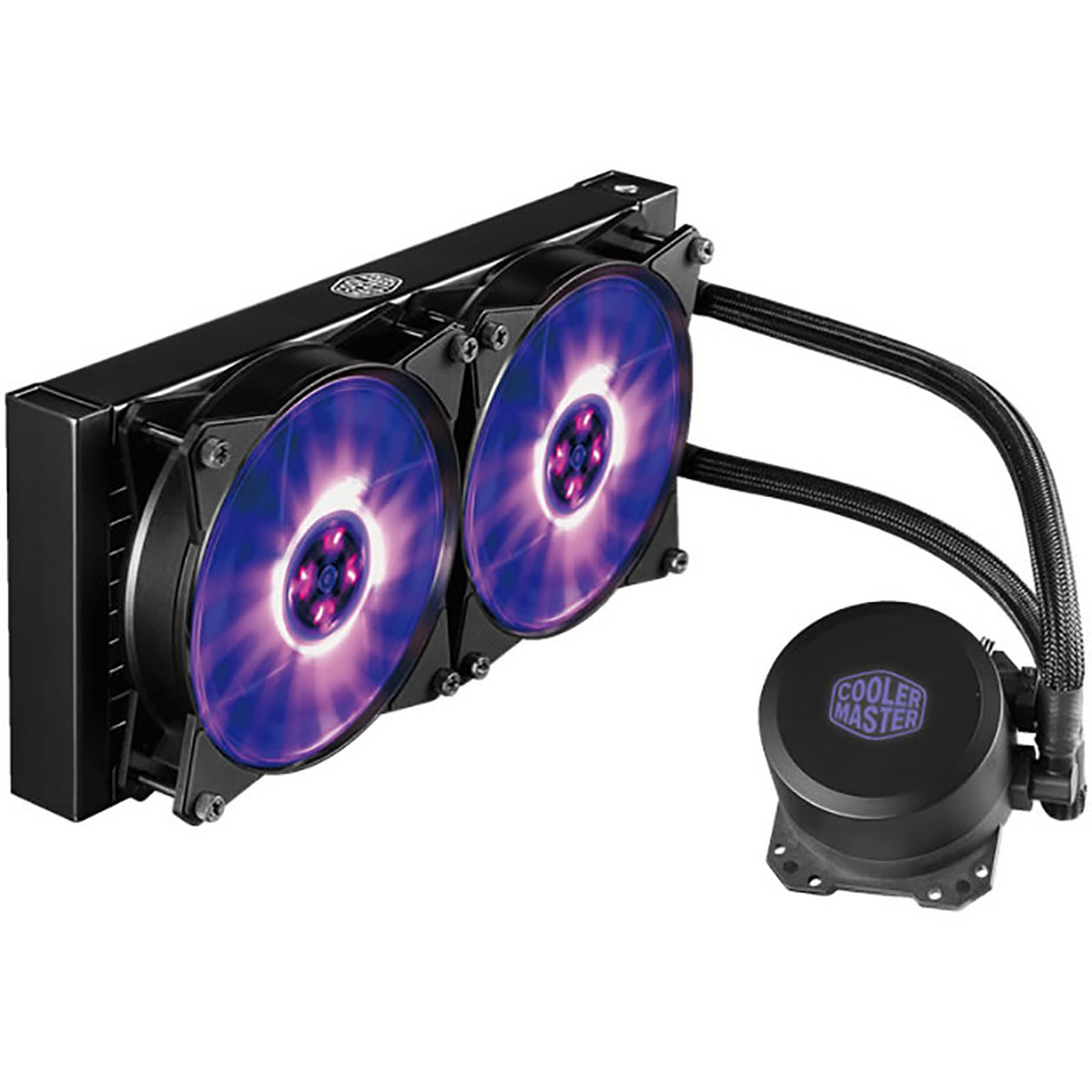 Watercooling tout en un Coller Master MasterLiquid ML240L RGB pour processeurs sockets Intel 2066, 2011, 2011-v3, 1156, 1155, 1151, 1150, 775 et AMD AM4/3+/3/2+/2, FM2+/2/1, informatique Reunion, 974, Futur Runion