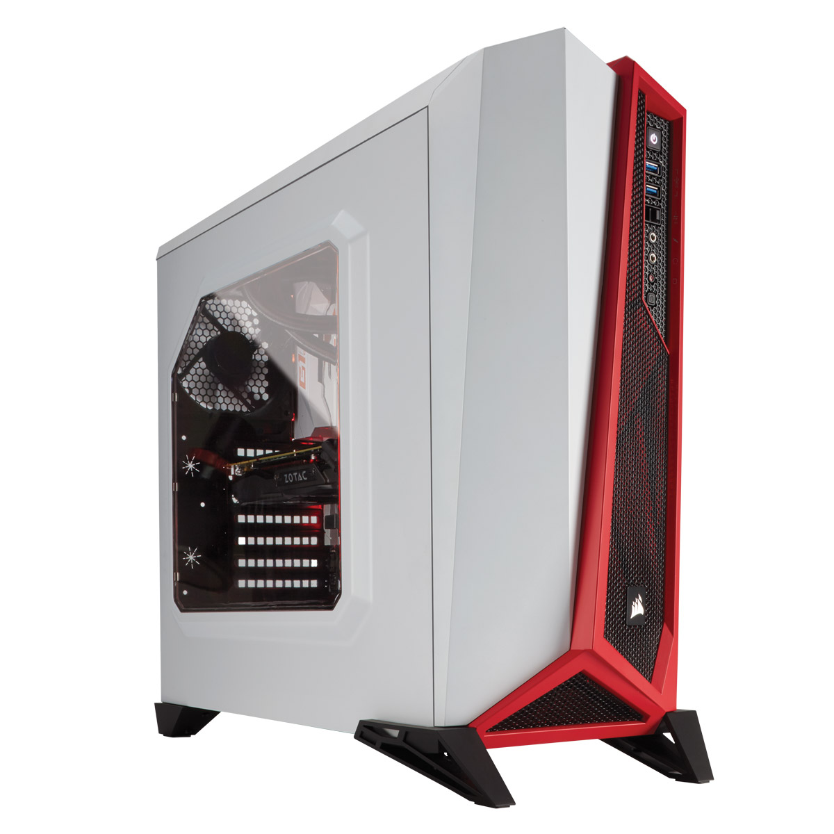 Boitier PC ATX, MicroATX, Mini ITX Corsair Carbide Series SPEC Alpha Moyen Tour Blanc/Rouge avec fentre sans alim, informatique ile de la Runion 974