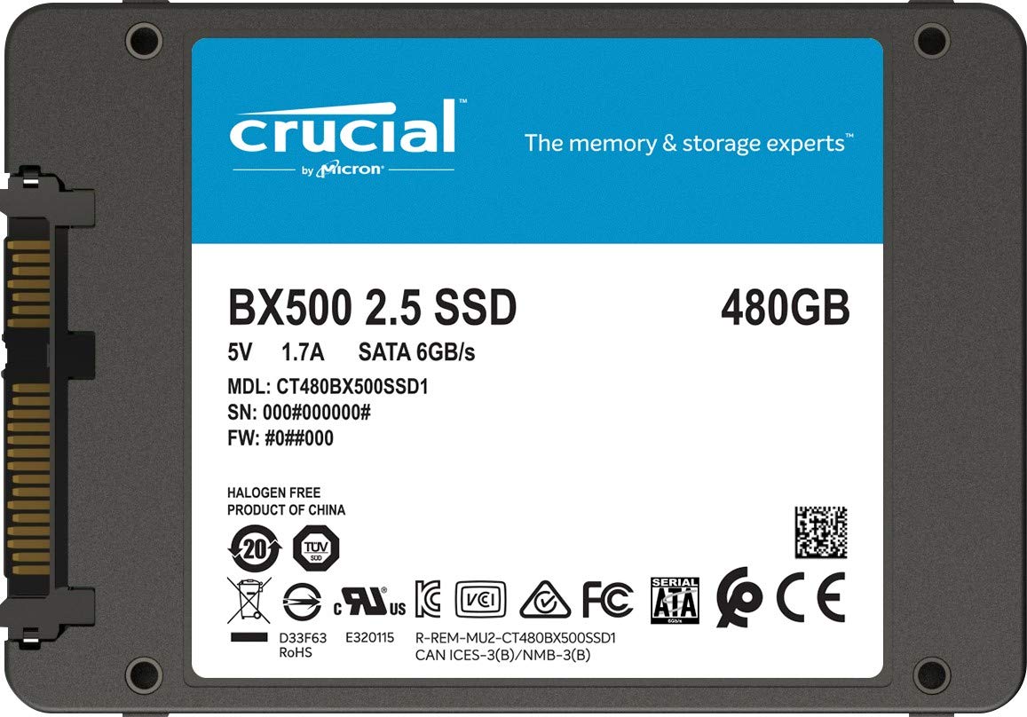Disque dur SSD Crucial BX500 480 Go 2.5 pouces (7mm) Serial ATA 3 (6Gb/s)s, informatique ile de la Réunion 974