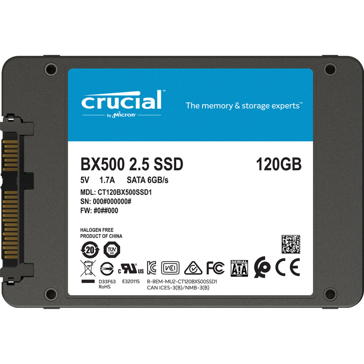 Disque dur SSD Crucial BX500 120 Go 2.5 pouces (7mm) Serial ATA 3 (6Gb/s)s, informatique ile de la Runion 974
