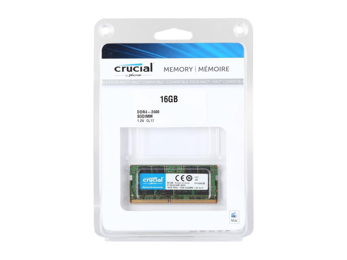 Mémoire So-Dimm Crucial DDR4 16Go PC19200 2400MHz CL17 pour Mac et PC, informatique Reunion 974, Futur Réunion informatique