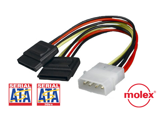 Adaptateur d'Alimentation Molex 4 broches vers 2x Sata, informatique ile de la Runion 974