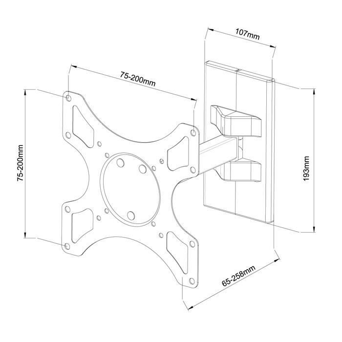 Kit de fixation mural, support mural, pour TV et moniteurs de 17 à 37 pouces max 25Kg, informatique ile de la réunion