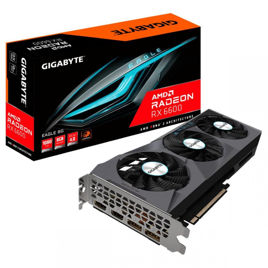  Carte graphique Gigabyte AMD Radeon RX 6600 EAGLE 8 Go DDR6 PCIe 4.0 , informatique reunion, informatique ile de la Runion 974