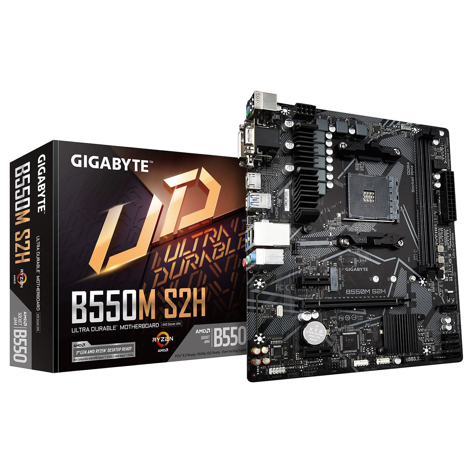 Carte mre Gigabyte B550M S2H Socket AM4 (AMD B550) mATX, informatique ile de la Runion 974