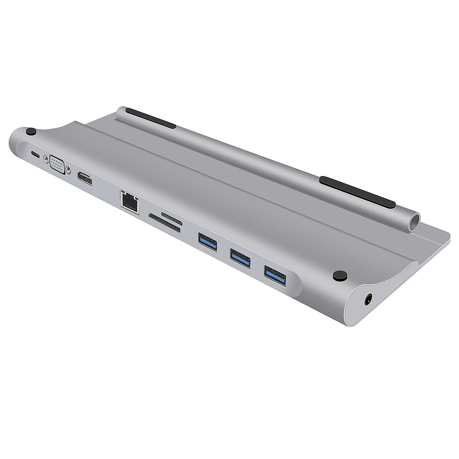 Station d'accueil Hub USB-C 10 ports : VGA, HDMI, USB 3.0, USB-C, RJ45, micro SD/SD, Jack 3.5, informatique 974