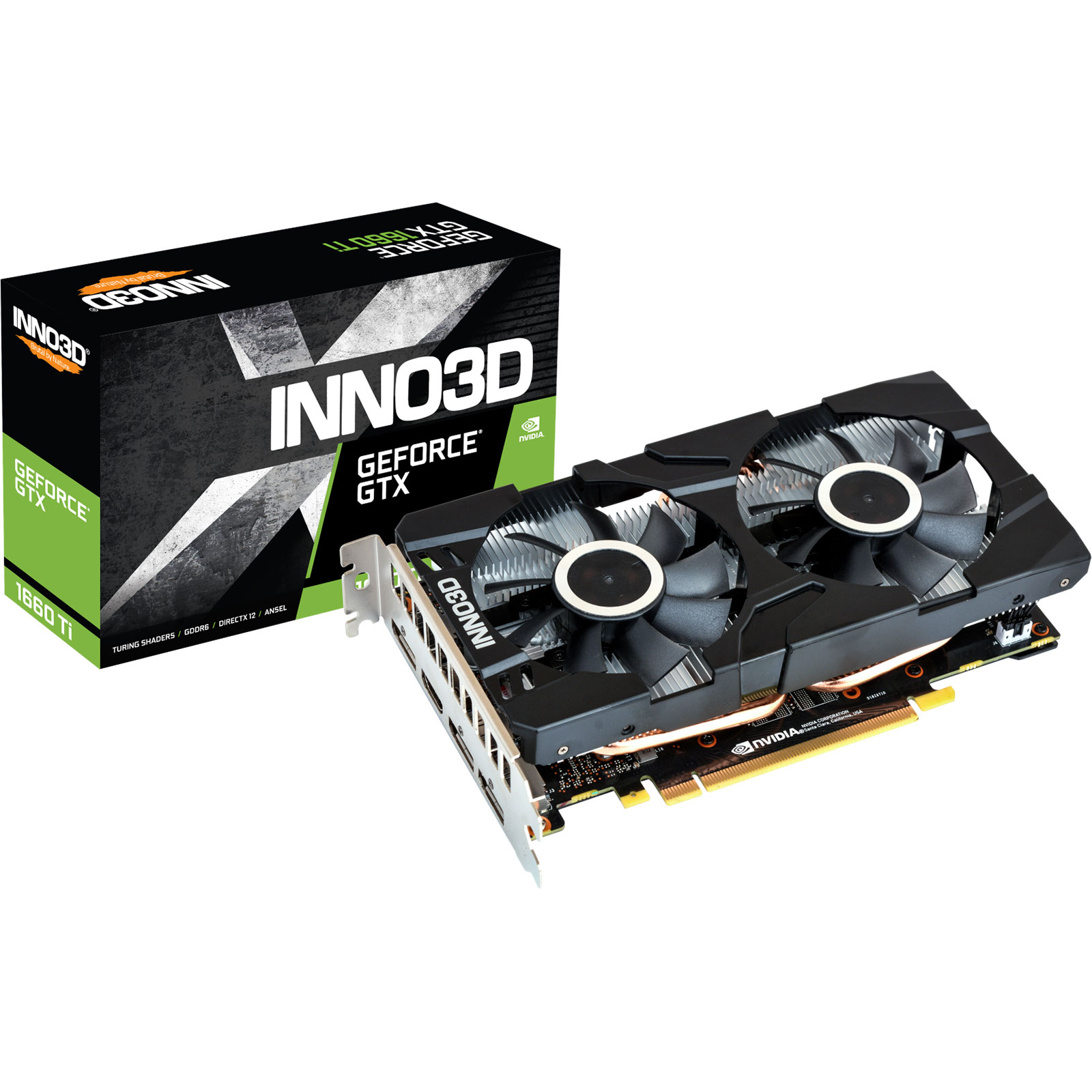 Carte graphique Inno3D GTX 1660 Ti 6Go DDR6 Twin X2 PCIe 3.0  , informatique reunion, informatique ile de la Runion 974