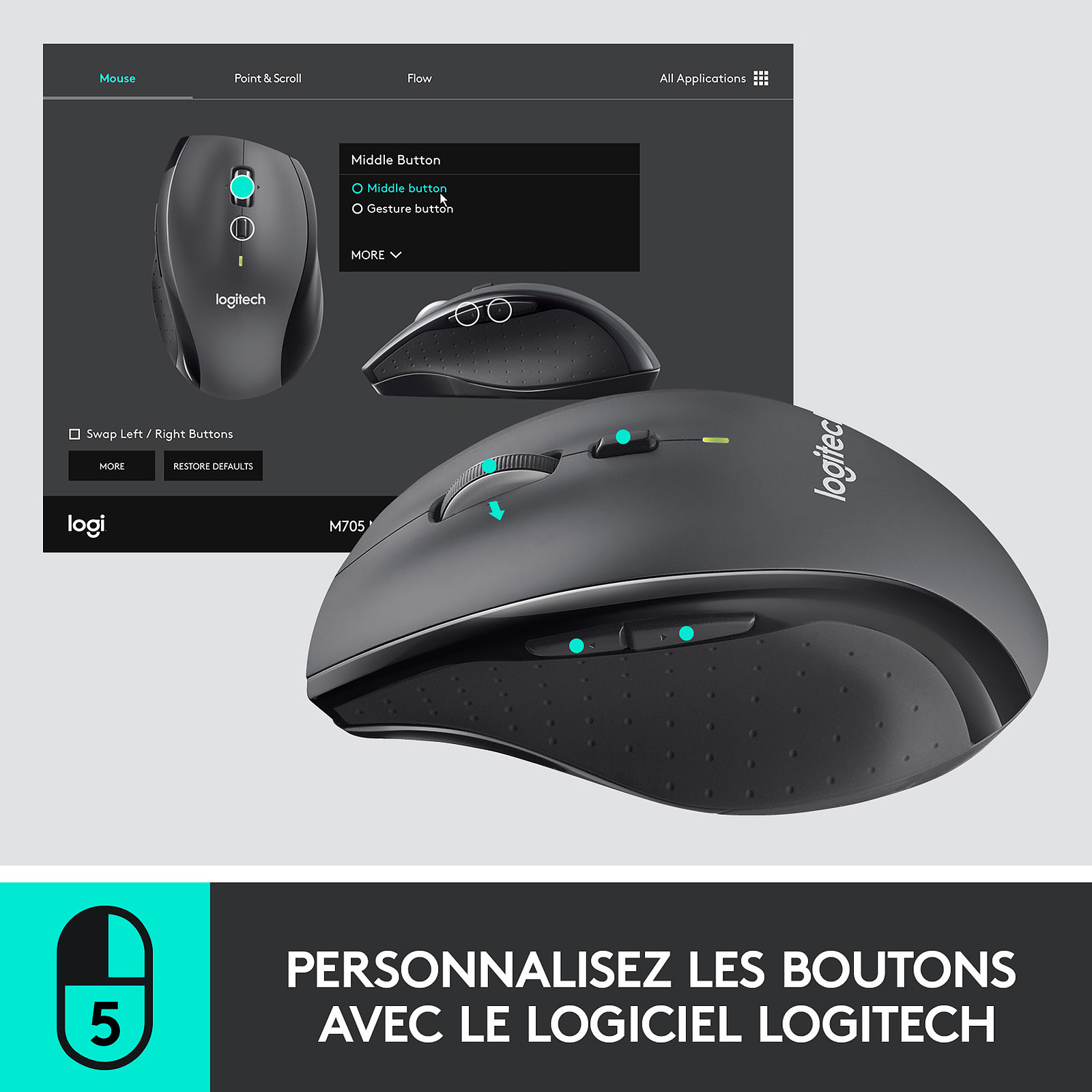 Souris sans fil Logitech Laser Marathon M705, informatique ile de la runion 974