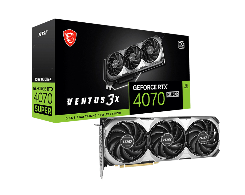 Carte graphique MSI GeForce RTX 4070 SUPER VENTUS 3X 12 Go OC DDR6X PCIe 4.0, informatique reunion, informatique ile de la Réunion 974