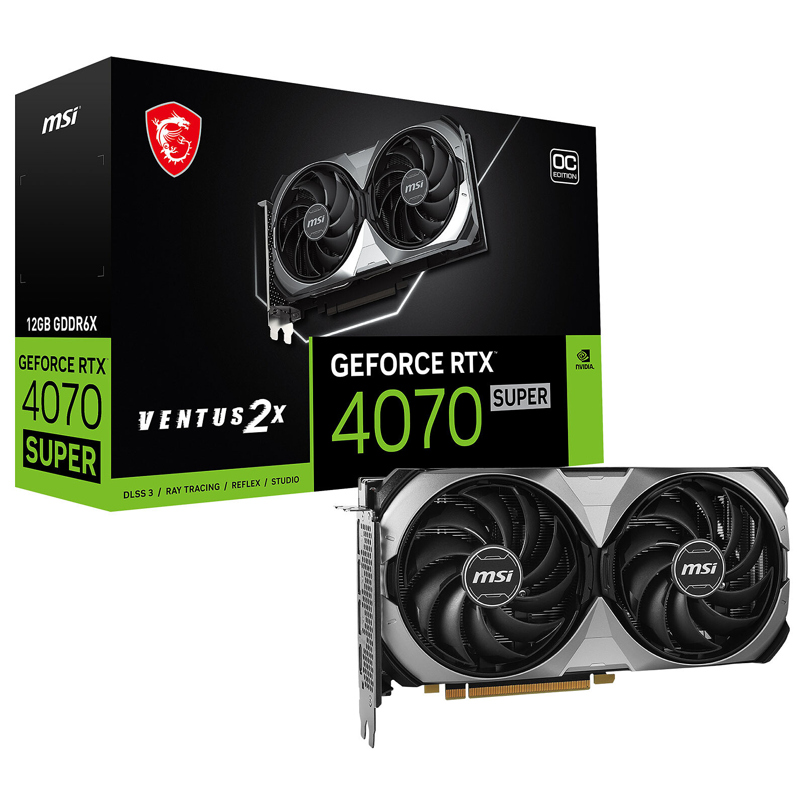 Carte graphique MSI GeForce RTX 4070 SUPER VENTUS 2X 12 Go OC DDR6X PCIe 4.0, informatique reunion, informatique ile de la Runion 974