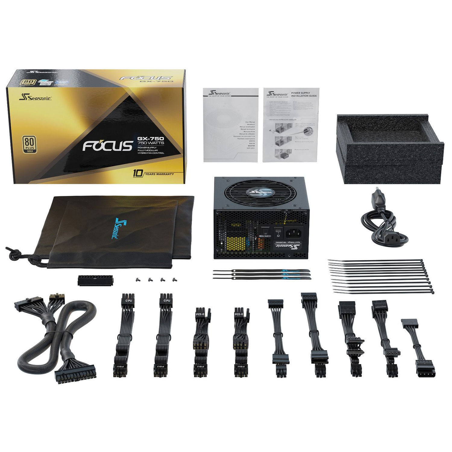 Alimentation PC 750W Seasonic Focus GX750 80 Plus Gold Full Modulaire, informatique ile de la Réunion 974, Futur Réunion Informatique